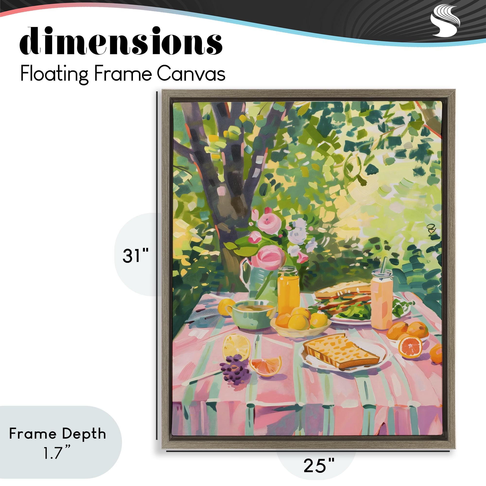 Stupell Industries Breakfast Picnic in Garden Brown Framed Floater Canvas Wall Art, design by The Prints Vibe