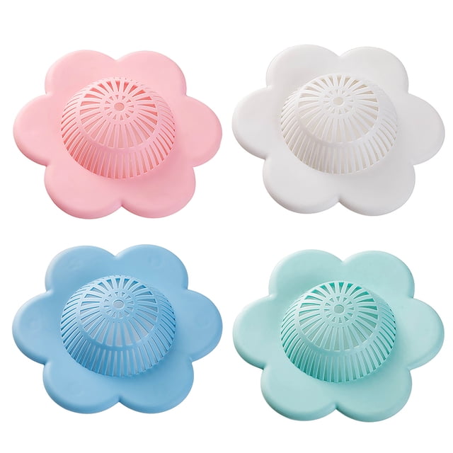 4PCS Sink Strainer Creative Flower Shape Drain Strainer Hair Catcher Drain Cover