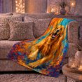 thumbnail image 6 of Golden Retriever On Sofa With Pumpkins And Bat Halloween Scene Colorful Painterly Art Flannel Blanket For Dog Fans, Soft Cozy Home Decor For Living Room Bedroom Halloween Gift, 6 of 9