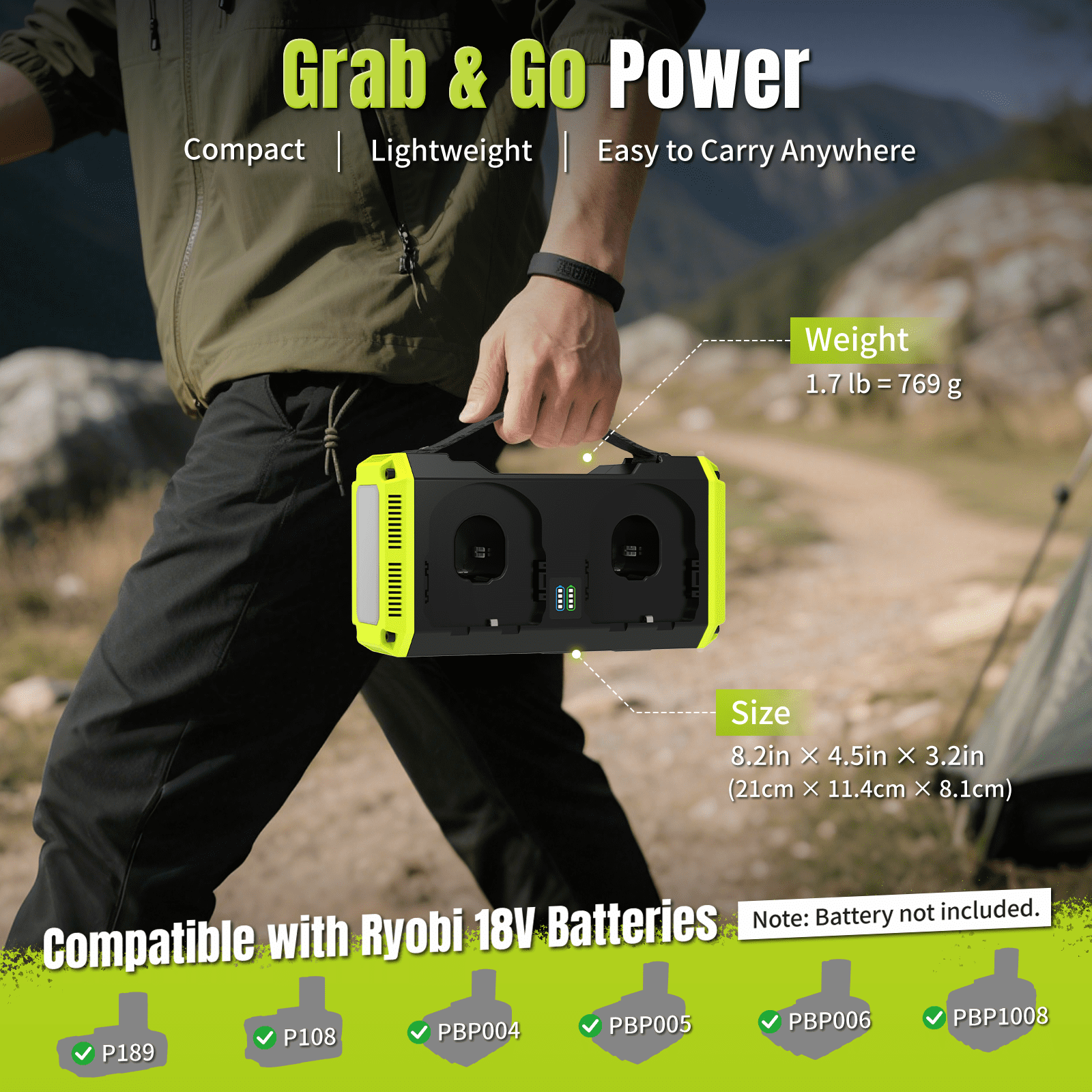 Kzreect 350W Pure Sine Wave Power Inverter, Compatible with Ryobi 18V Batteries, 18V to AC 120V, 140W Type-C 18W USB-A Fast Charging