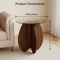 thumbnail image 3 of Permory MDF Frame Side Table with Brown Tempered Glass Top, Mortise and Tenon Joint Design, No Screw Easy Assembly, Sturdy End Table for Living Room, Bedroom, 3 of 11