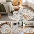 thumbnail image 5 of Farmhouse Leaves Round Area Rug 5 FT, Non Slip Bedroom Rugs, Pastoral Vintage Flowers Botanical Washable Soft Circular Carpet Non-Shedding Floor Mat for Kitchen Dining Room Foyer Balcony Dorm, 5 of 8
