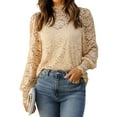 thumbnail image 3 of Zeagoo Lace Long Sleeve Top Womens Puffy Sleeve Dressy Casual Shirts Sexy Going Out Date Night Blouses, 3 of 8