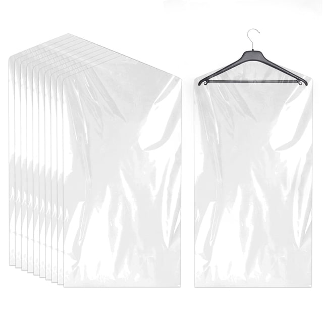 Paquete de 20 bolsas para ropa, fundas transparentes de plástico para ropa, protectores de ropa de 60 x 90 cm, bolsas para colgar ropa a prueba de polvo para trajes, vestidos, chaquetas, camisas