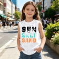 thumbnail image 5 of OSOLU Children Girls Tank Tops Crew Neck Coconut Tree Letter Gradient Print Outdoor Play Lightweight Sleeveless Vacation Beach Tops, 5 of 6
