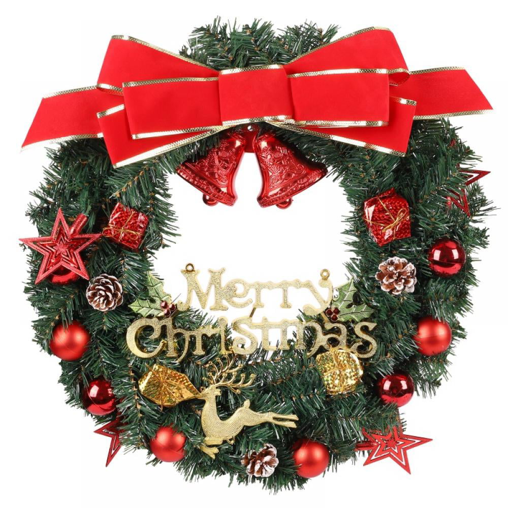 Christmas Door Wreath Luxury Quality Artificial Poinsettia Apples Red 50cm