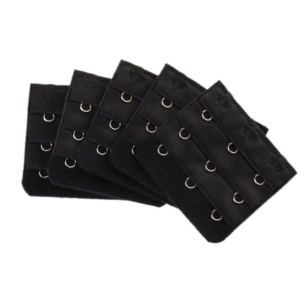 5 extensiones de sujetador flexibles de 3 ganchos para mujer. Negro