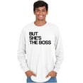 thumbnail image 6 of Funny Couples Set She's the Boss Men's Long Sleeve Tee T Shirt Brisco Brands S, 6 of 7