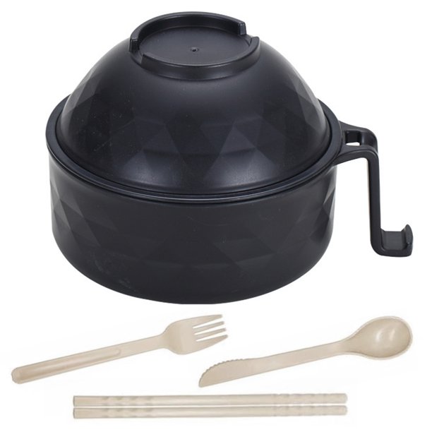 Microondas Ramen Cooker Bowl Cuchara Tenedor Palillos Set Con Tapa Y ()