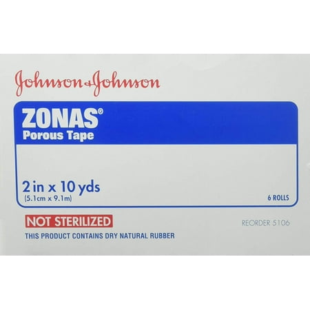 6-Pack J&J 005106 Zonas Porous Tape, 2 in. x 10 yds (Set of 6 Rolls)