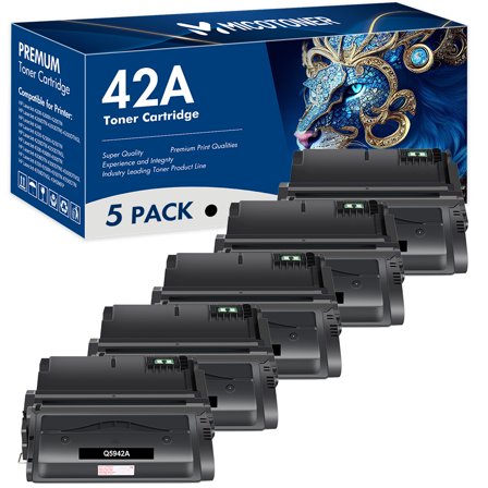 MICOTONER 5-Pack Compatible Toner Cartridge for HP Q5942A 42A Work with HP LaserJet 4200dtn 4300dtn 4250dtn 4350dtn 4345mfp Printer (Black)