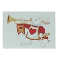 thumbnail image 1 of Alice in Wonderland Cutting Board, Rabbit Playing Royal Trumpet with Heart Design Animal Card, Decorative Tempered Glass Cutting and Serving Board, Small Size, Yellow White Red, by Ambesonne, 1 of 1