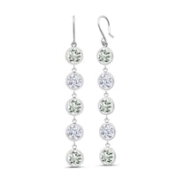 Gem Stone King 10.80 Ct Round Green Prasiolite 925 Sterling Silver Earrings
