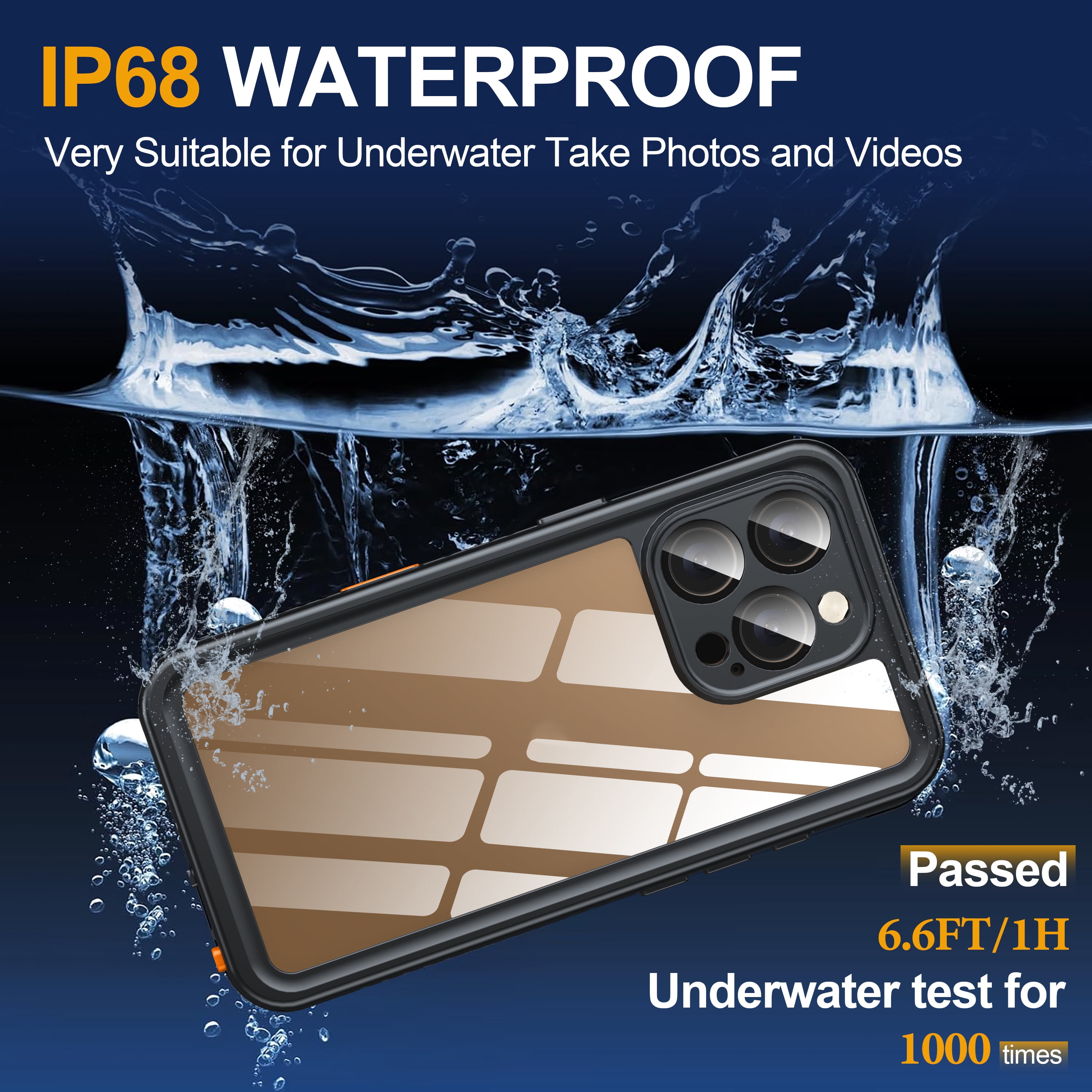 ANTSHARE For iPhone 16 Pro Case, Waterproof Built-in Screen Protector, [12 FT Military Drop Proof] [Full Body Shockproof] [Dustproof] [IP68 Underwater] Phone Case For iPhone 16 Pro 6.3''- Black