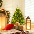thumbnail image 2 of Costway 4.5FT Pre-Lit Hinged Christmas Tree Green Flocked w/ 392 Tips & 150 LED Lights, 2 of 10