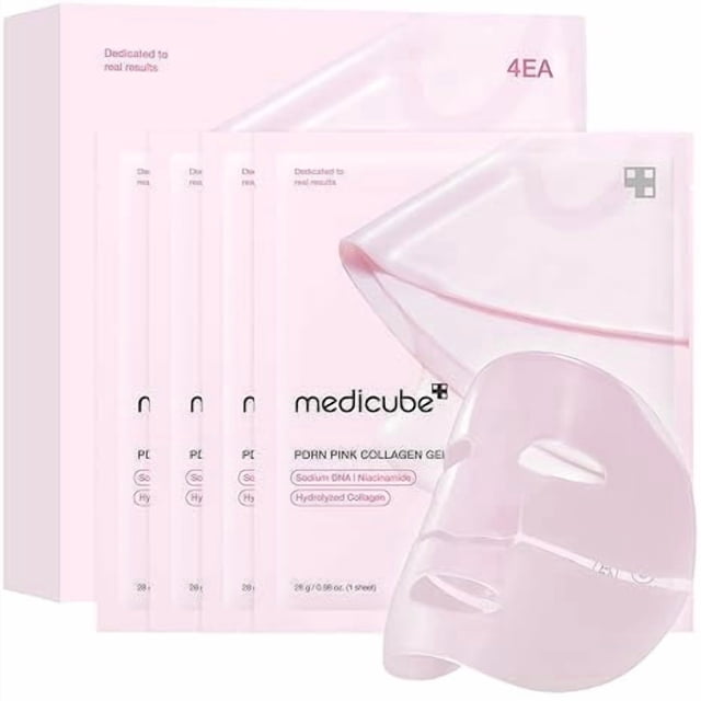 Mascarilla de gel de colágeno rosa PDRN con ADN de salmón de Medicube | Mascarilla facial nocturna para una piel radiante: elasticidad, hidratación, reafirmación y humectación