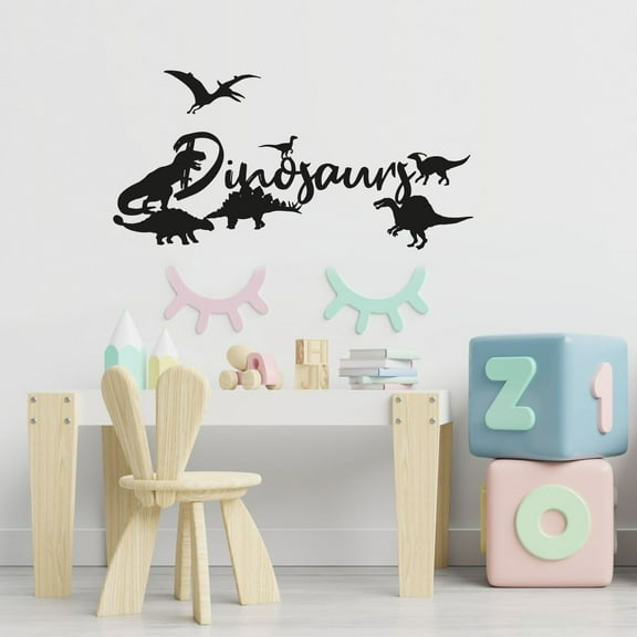 Dinosaurs - Beautiful Dinosaurs Silhouette Different Dinosaur Types Design Vinyl Design Wall Sticker Art Decal Boy Girl Kid Room Bedroom Nursery Kinder Home Decor Stickers Decoration Size (24x40 inch)