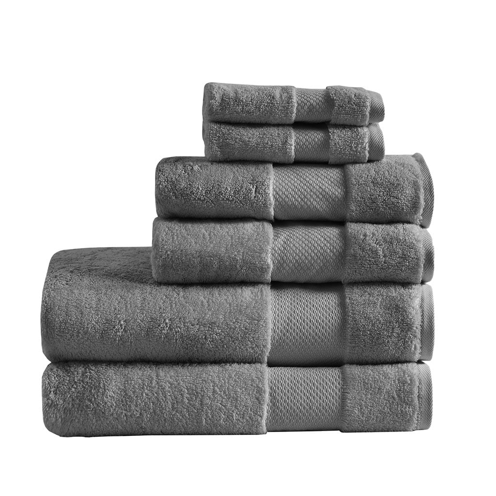 Madison Park Signature 6-Piece Transitional Cotton Bath Towel Set in Charcoal