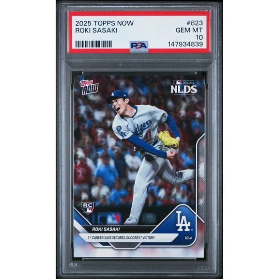 Graded 2025 Topps Now Roki Sasaki #823 Rookie RC Baseball Card PSA 10 Gem Mint