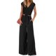 thumbnail image 1 of Pantalón PRETTYGARDEN para mujer, verano 2025, cuello en V, pierna ancha, 1 of 7