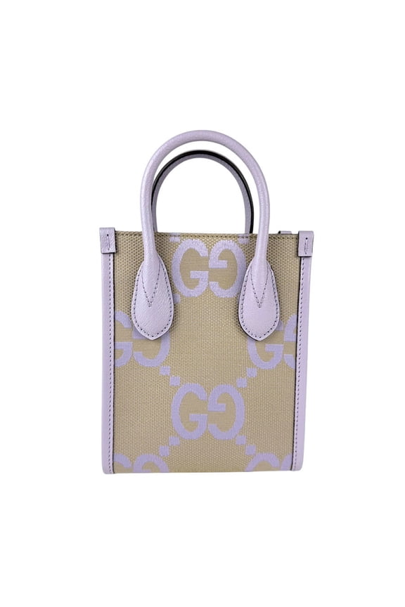 Pre-Owned GUCCI Handbag Shoulder Bag Jumbo GG Canvas Purple x Beige Women's 671623... (Good)