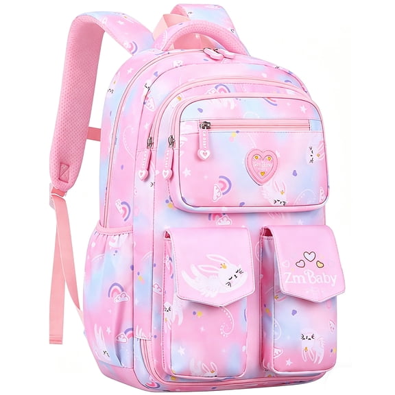 Kivdit School Backpack for Girls,Large Capacity School Bag,Waterproof Bookbag for Kids Teens,Pink