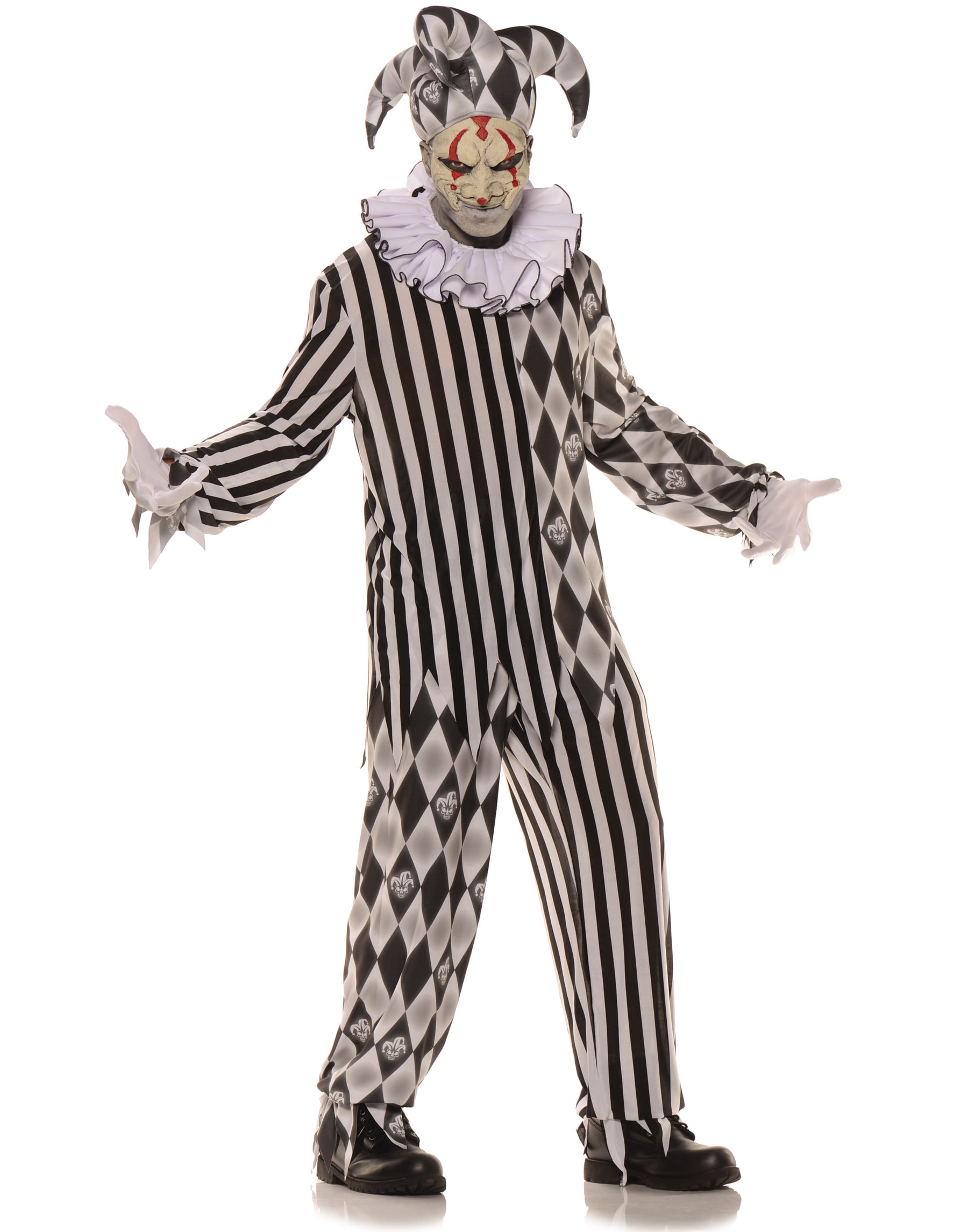 Evil Harlequin Boys Teen Creepy Jester Halloween Costume-T - Walmart.com