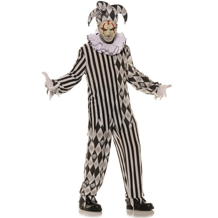 Evil Harlequin Boys Teen Creepy Jester Halloween Costume-T