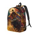 thumbnail image 1 of Disketp Colorful Bull Western Man Mochila de Lona Estampada, Mochila Escolar de Viaje Ligera para Estudiantes y Portátil-Small, 1 of 5