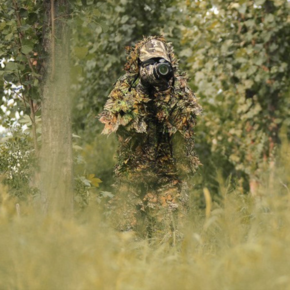 Pratical Camo Camouflage Clothing Leafy Woodland Hunting Camo Jungle Suit Kit EK 