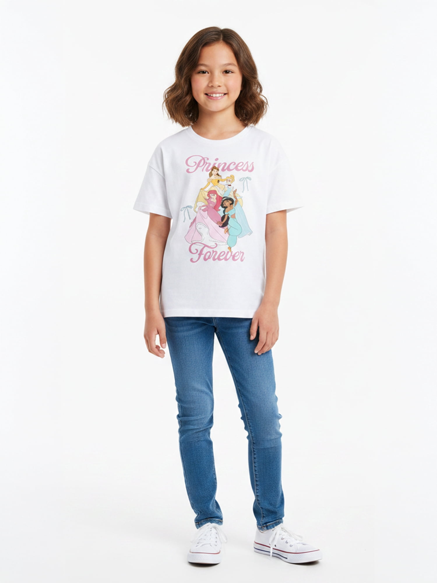 Disney Princess Girls' Graphic Tee with Short Sleeves, Sizes 4-16