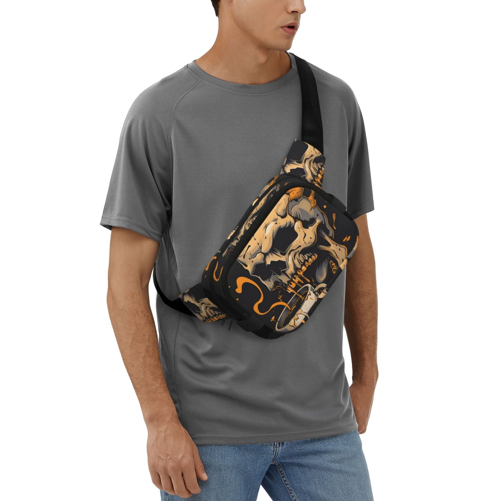Hirioo Grim Coffee Skull for Double Layer Waist Bag Adjustable Fanny Pack For Travel Running Hiking