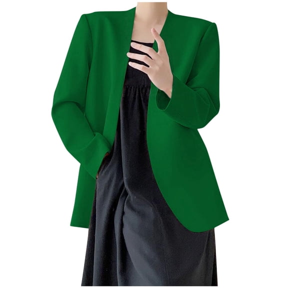 UYISJ Blazers for Women Long Sleeve Shawl Collar Open Front Business Jacket Blazer Work Office Blazers Jackets Green L