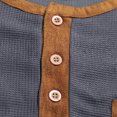 thumbnail image 5 of Mens Shirts, Long Sleeve Henley Shirts for Men Waffle Knit 3-Button Color Block Tees Lightweight Elbow Patches Fall Tops with Pocket, 5 of 6