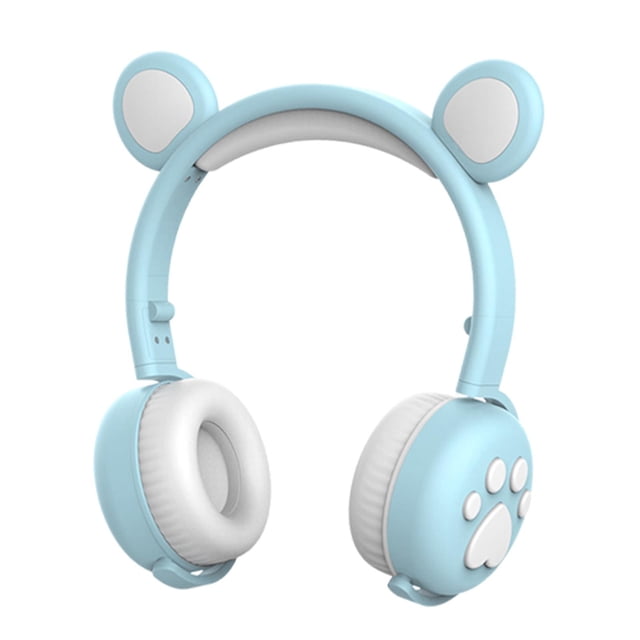 Headphones RGB 3 Color Foldable Comfort Earmuffs w/Mic 15H for Tablet TV Kids girls and boys Teens Azul claro