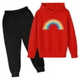 thumbnail image 1 of RXIRUCGD Mode Filles et Garçons Enfants Hauts à Manches Longues Imprimés Ensemble à Capuche (Rouge, Taille:9 Ans), 1 of 2