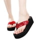 thumbnail image 3 of Sandalias de plataforma con purpurina para mujer, sandalias brillantes con tiras, sandalias de cuña antideslizantes, talla 40 (rojas), 3 of 5