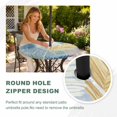 thumbnail image 4 of Round Outdoor Tablecloth with Umbrella Hole and Zipper, Yellow Blue Grey Palm Leaves Tablecloth with Elastic Waterproof, Summer Tropical Plants Botanical Patio Table Covers for 55" - 60" Pool Tables, 4 of 9