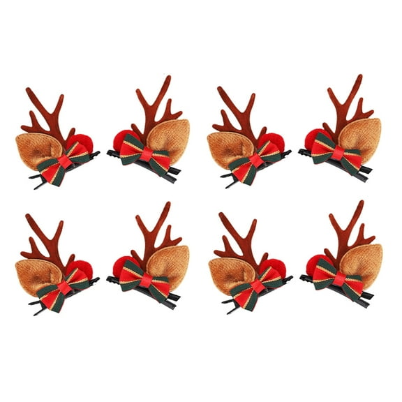 Christmas Reindeer Antlers Hair Clips, Hairpins with Deer Horn Ears, Christmas Hair Accessories, Pack of 4