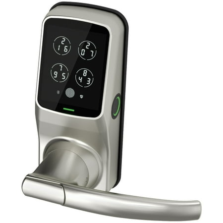 Lockly - Secure Plus Smart Lock Bluetooth Replacement Latch with Touchscreen/Fingerprint Sensor/Key Access/Auto Lock - Satin Nickel
