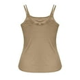 thumbnail image 5 of Fmbrln Tank Tops for Women with Built in Bra Sleeveless Crew Neck Spaghetti Basic Ribbed Undershirt Casual Comfy Solid Camisole, 5 of 9