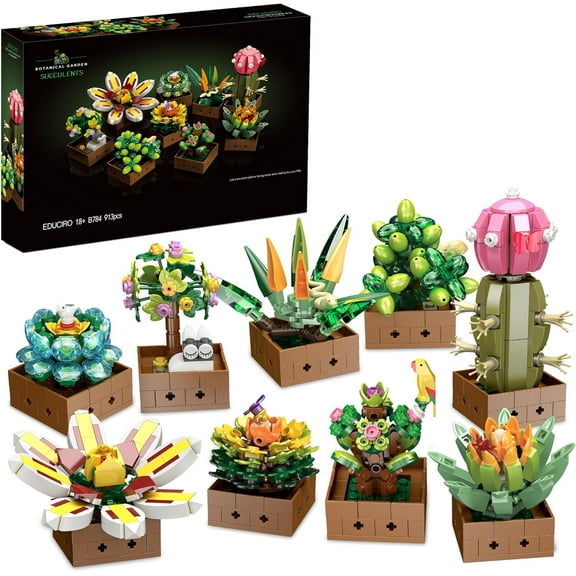 GZBrick Succulents Flower Botanical Building Sets Home Decor for Adults Girls Compatible with Lego