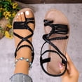 thumbnail image 2 of hoksml Women's Braided Flat Sandals Crisscross Straps Open Toe Bohemian Summer Beach Shoes for Ladies, 2 of 9