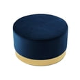 thumbnail image 3 of Nicole Miller Cocktail Ottoman Anson Velvet Upholstered Metal Trim Base Glam Style, Navy/ Gold, 3 of 9
