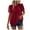 Red, variant on Towmus Womens Summer Tops Crewneck Short Sleeve Shirts Casual Chiffon Blouses Flowy Lace Hem Fashion Blouses