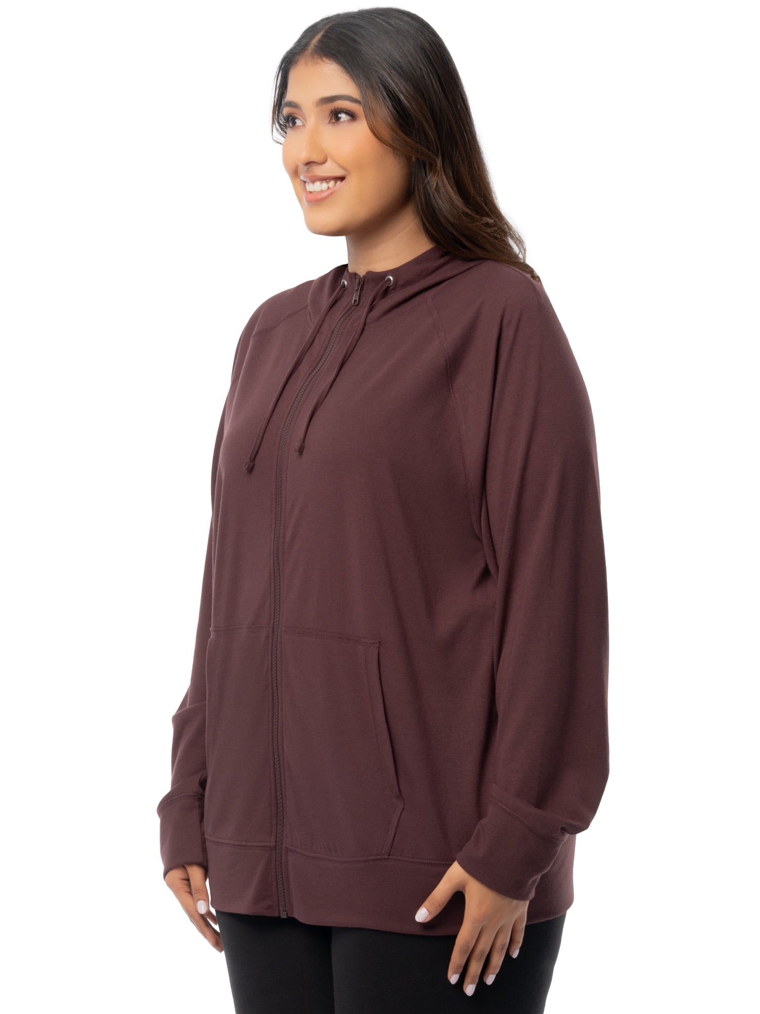 Athletic Works Women's Plus Lightweight Zip-Up Hoodie Jacket, Size 1X-5X