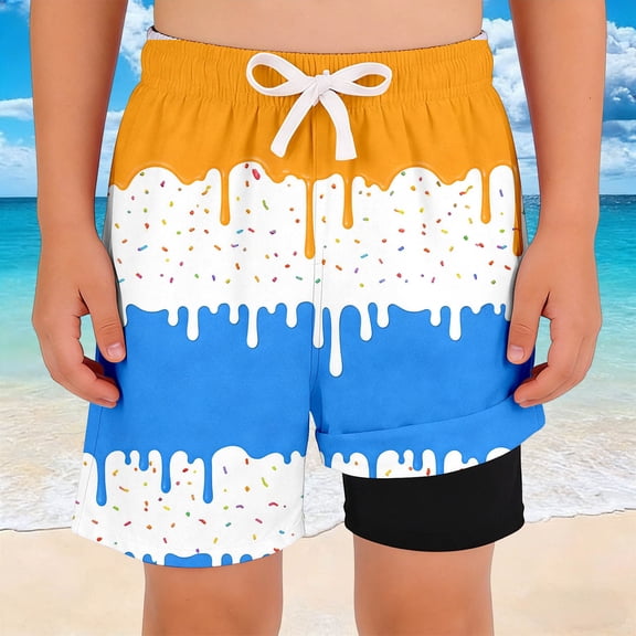 Shachafan Boys Summer Casual Shorts High Waist Comfortable Loose Fit Printed Elastic Waistband Playwear Shorts For Kids Toddler Extra Long Athletic Shorts