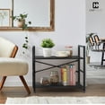 thumbnail image 2 of PRZL 2 Tier Small Bookshelf, Bookcase Shelf Storage Organizer for Living Room, 24 Inch Width Free Standing Shelf, Industrial Book Shelves for Home Office, Black Vintage Shelves & Metal Frame, 2 of 12