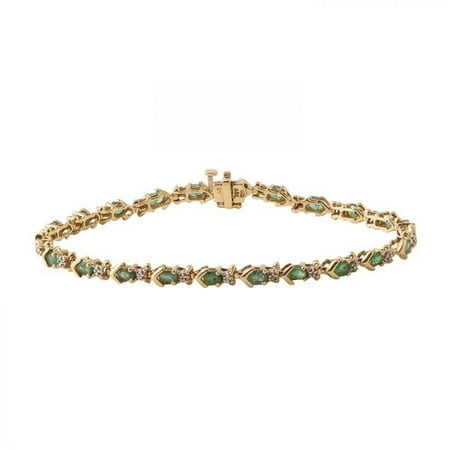 Foreli 2.97CTW Emerald And Diamond 10k Yellow Gold Bracelet
