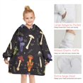 thumbnail image 6 of Red Mushroom Flower Black Pattern Blanket Hoodies for Kids 6-13YR Oversize Wearable Blanket Hoodies for Boys Girls Teens, 6 of 7